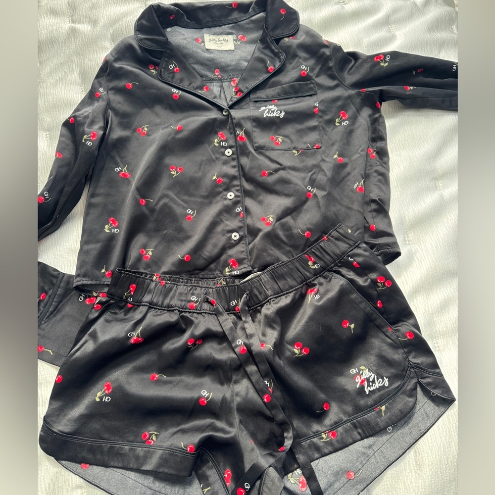 Hollister Charcoal and Cherry Print Sleepwear